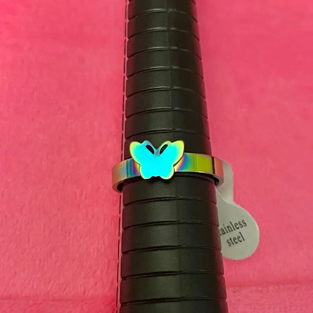 NEW Women's Ring Metallic Butterfly Rainbow Size 11